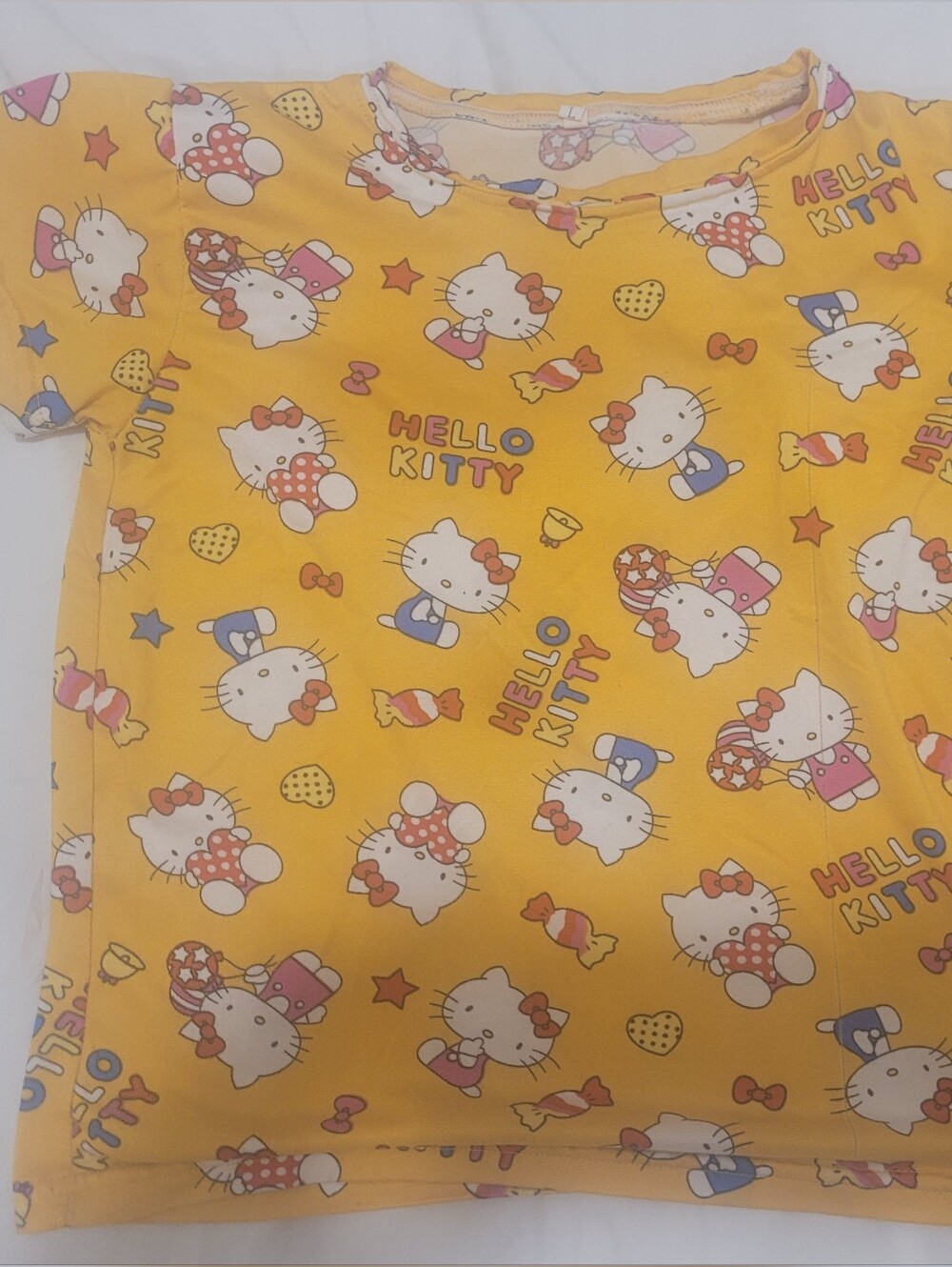 Hello Kitty Yellow Tee with White, Pink & Blue Accents